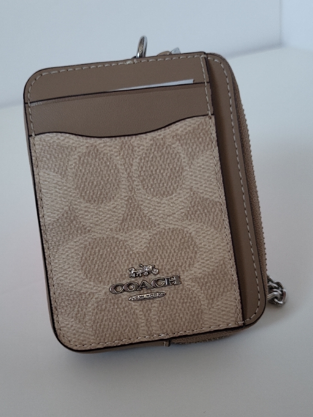 Coach Tan Signature Card Case with Zip